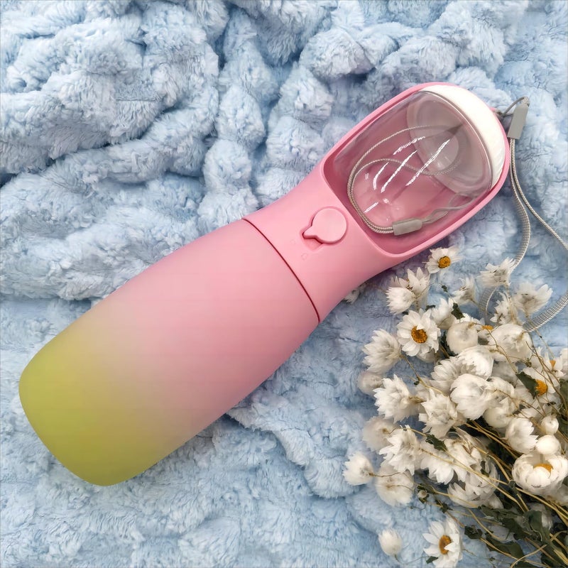 MITOCAPY Dog Water Bottle Portable, 19Oz Large Capacity Dog Water Dispenser, Food Grade Pet Accessories for Small Dogs Large Breed, Travel Pet Water Bowl for Outdoor, Dog Birthday Gifts (Pink&Green) - Image 2